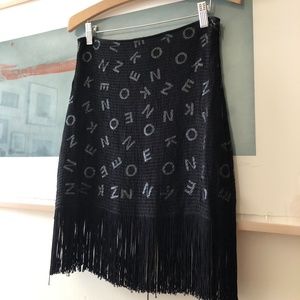 Kenzo Black Fringe Miniskirt